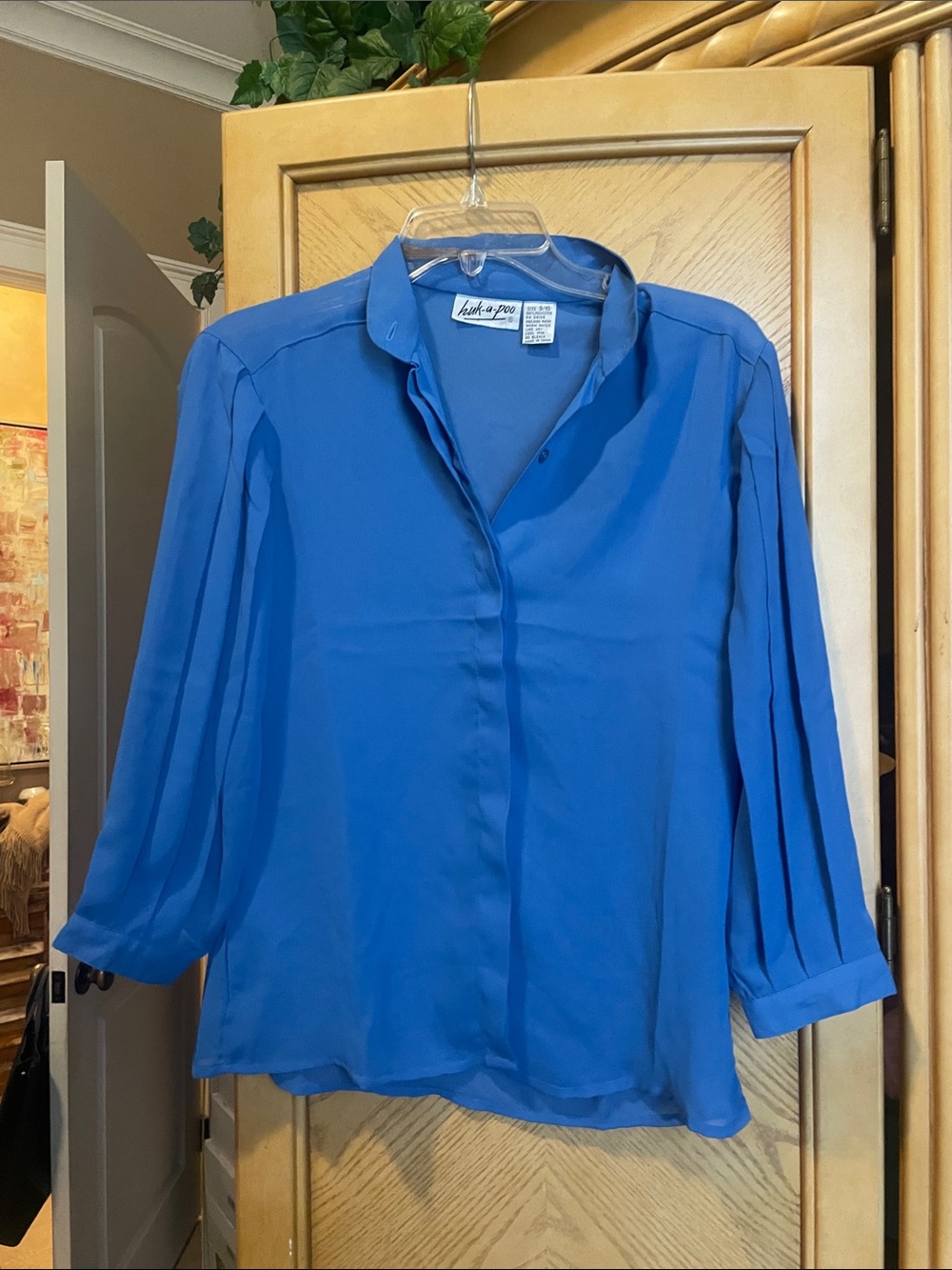 Huk a poo vintage blue blouse size small